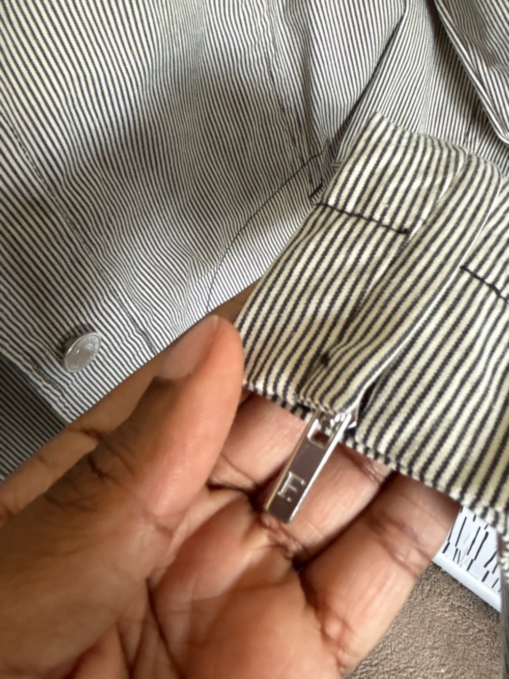 Faconnable Light Gray Pinstripe Shirt Jacket - Picture 13 of 14